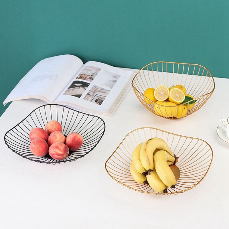 Nordic Metal Wire Countertop Fruit Bowl Basket Tray Table Decoration Metal Simple Fruit Tray
