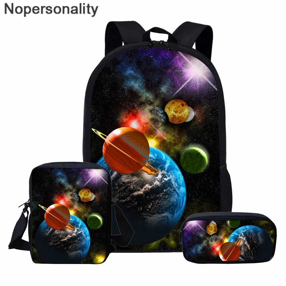 Nopersonality galaxy planet rugzak 3d print kinderen schooltas set student schooltas tiener schooltas kindertas mochila