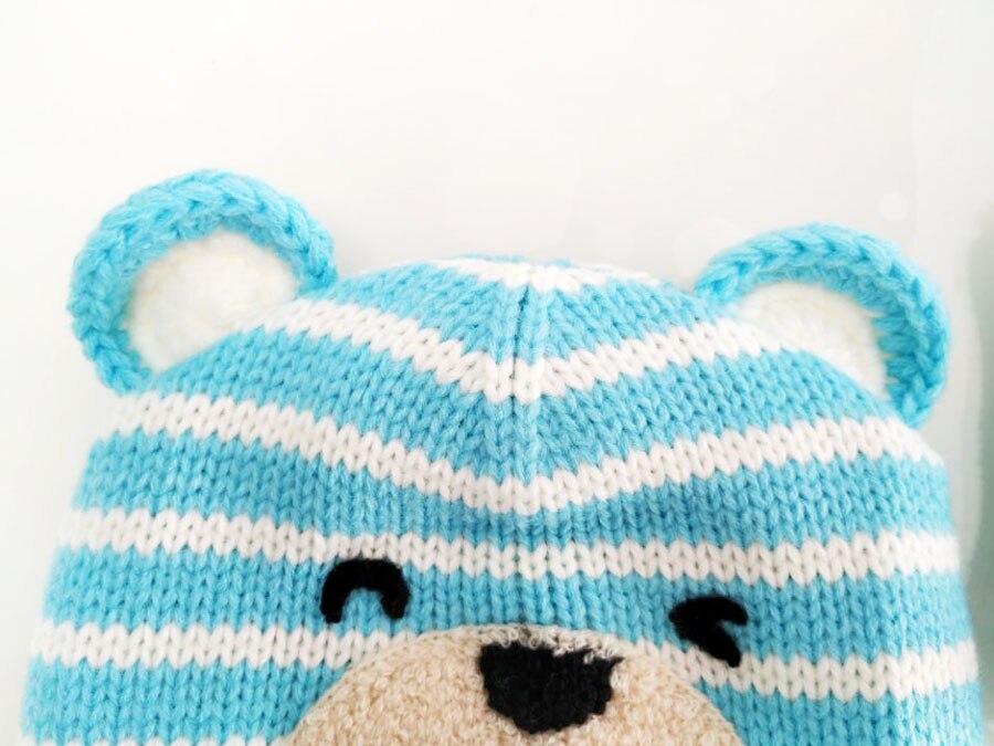 Gorro de invierno para niña, conjunto de bufandas para niños, niños, dibujos animados, oso, rayas, gorro de punto, gorro y bufandas con botón, traje cálido