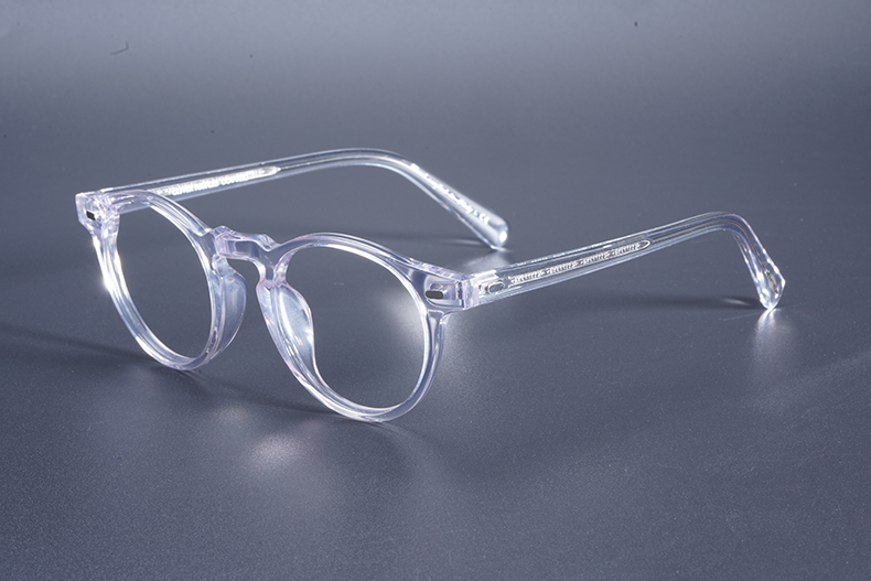 Transparent Glasses Small Round Blue Light Glasses Vintage Acetate Eyeglass Frames Women Prescription Glasses Men Gregory Peck: Clear Frame