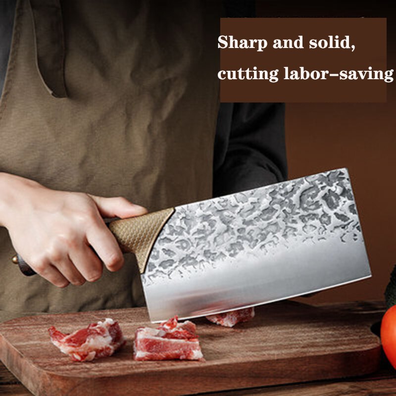 Hand Forged Kitchen Knife Housewife Kitchen Special Bone Cutting and Slicing Dual-Purpose Knife Hotel Chef Meat Cutting Knife