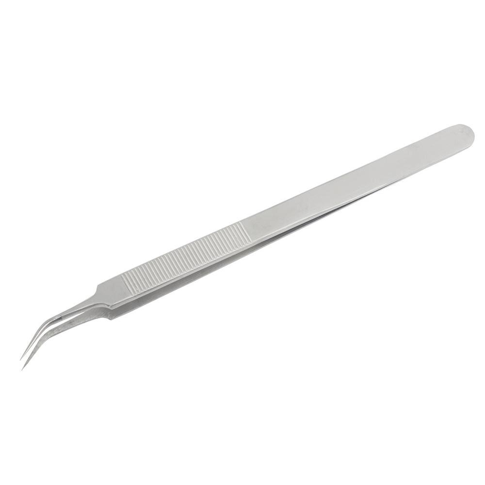 Pinzas de punta fina de 16cm, acero inoxidable, curvadas, para Micro soldadura de precisión, herramientas de reparación de teléfono móvil BGA SMD