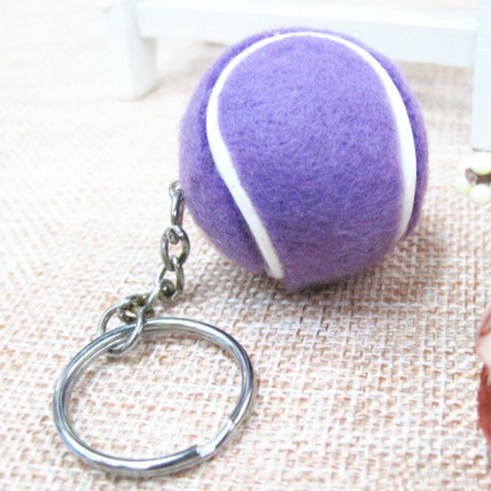 Key Ring Soft Lovely Flocking Mini Sport Ball Tennis Keychain for Kids Tennis Keychain