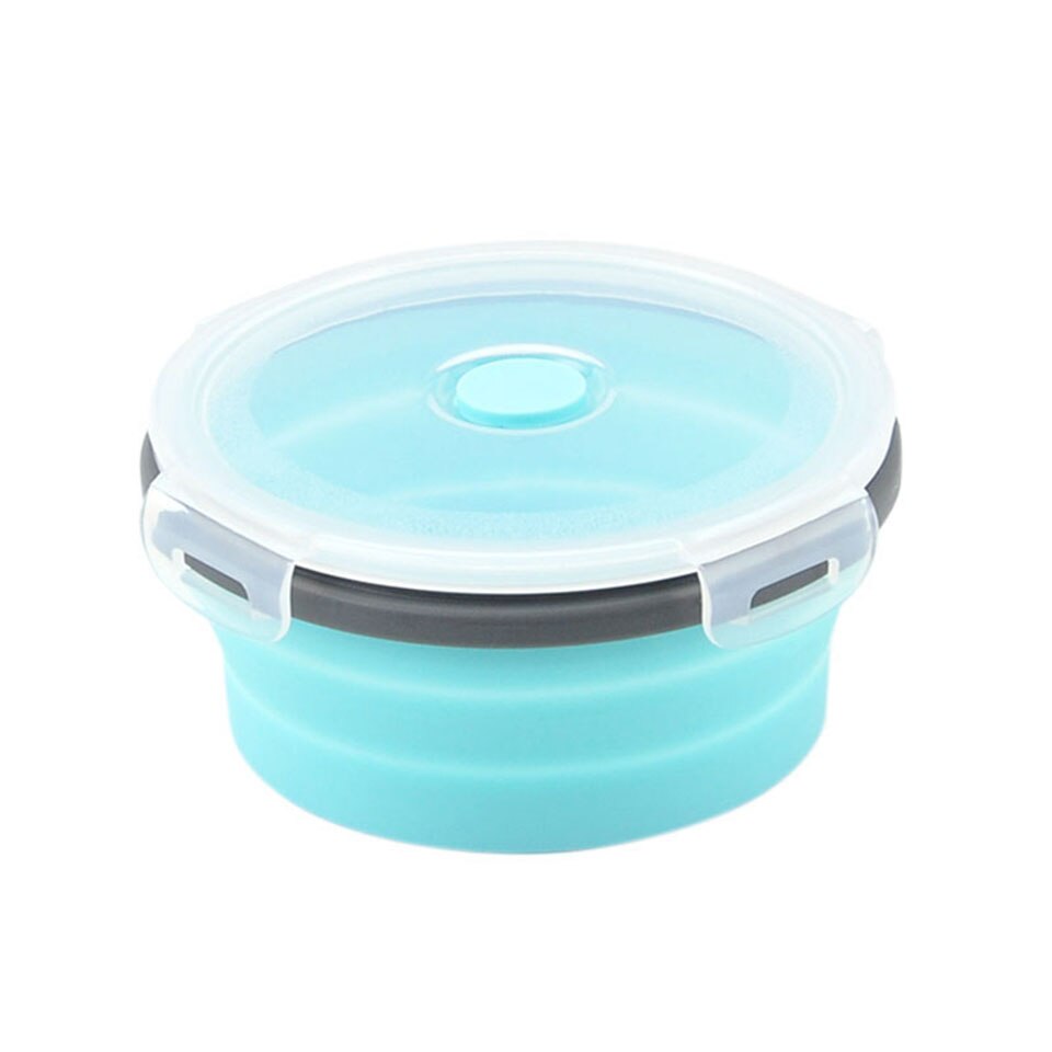 Faltbare Lebensmittel Container Faltbare Silikon Schalen Mikrowelle Gefrierfach Lebensmittel Lagerung Container mit Luftdichten Deckel für Mittagessen: grau Blau / 1200ml
