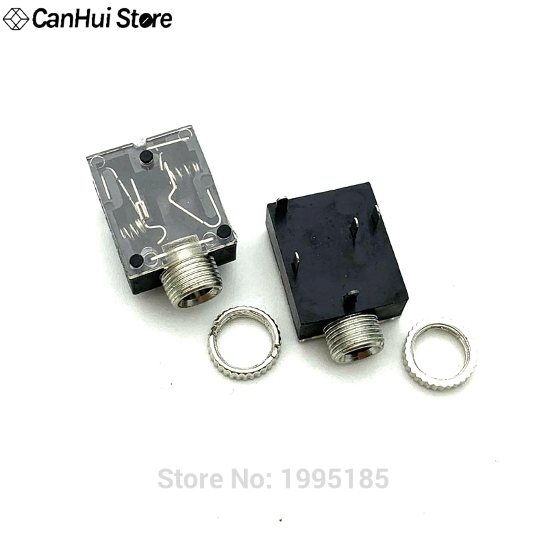 10Pcs 5 Pin 3.5mm Stereo Audio Jack Socket PCB Panel Mount for Headphone With Nut PJ-324M Dual-channel Audio Socket