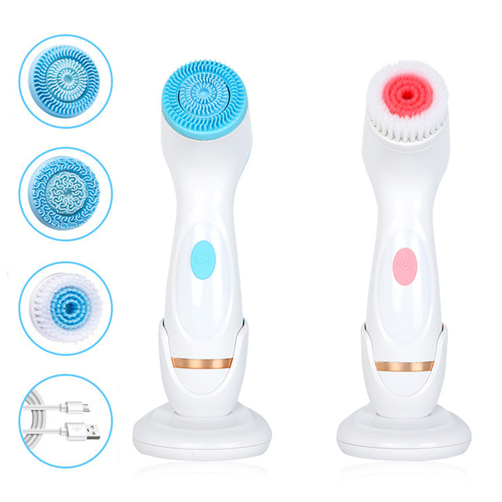 Gezichtsreiniging Borstel 3 Heads Sonic Gezicht Spin Borstel Set Galvanica Systeem Voor Huid Diepe Reiniging Verwijderen Mee-eter Machine