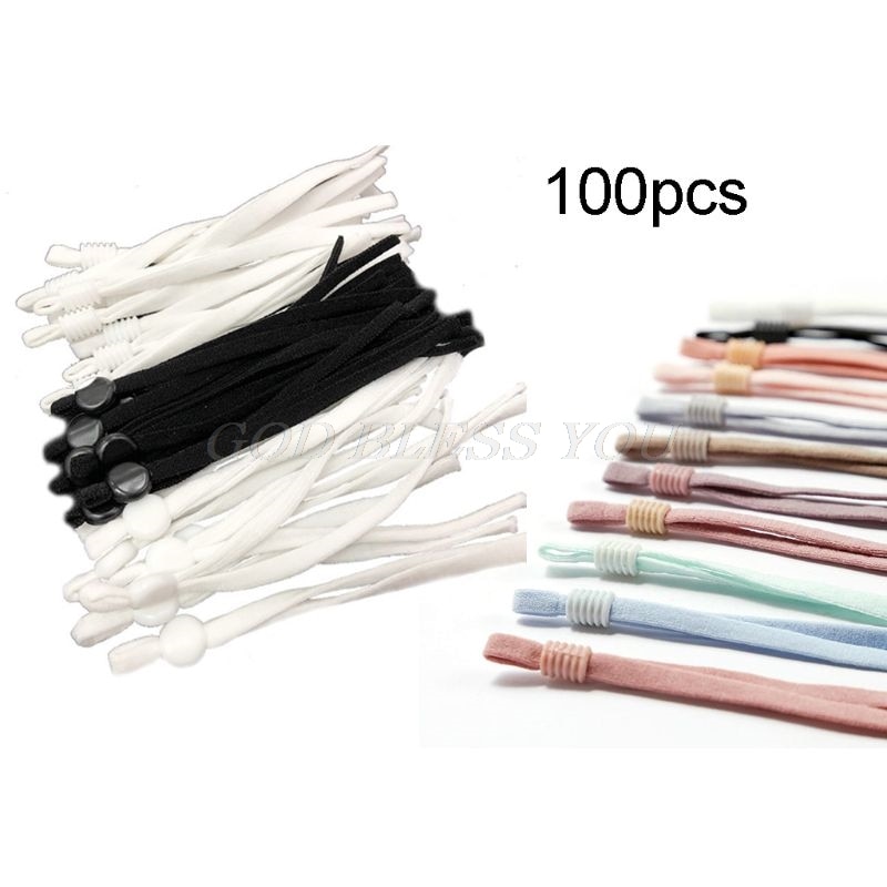 100 Pcs Adjustable Mask Rope Elastic Band Rubber Face Cover Rope Ear Band Production Raw Materials Manual DIY Supplies