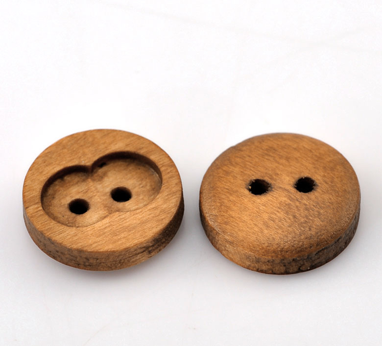 Houten naaiknoop scrapbooking rond koffie twee gaten 15mm(5/8 ") dia ,8 stuks