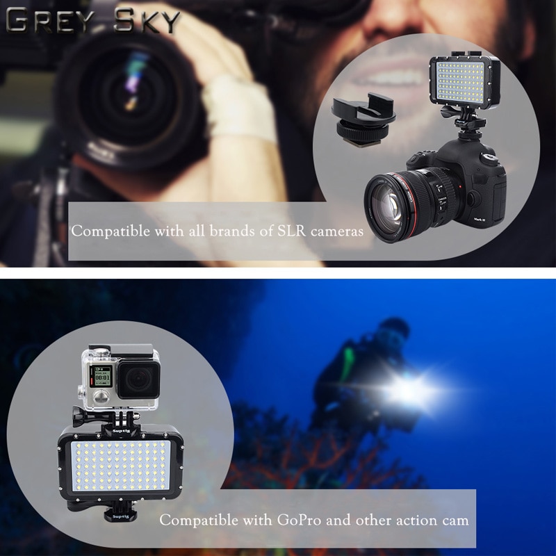 Para Gopro Hero7 6 5 3 SJCAM SJ5000 Xiaomi yi Mijia EKEN H9 acción/cámara SLR lámpara fotográfica subacuática buceo