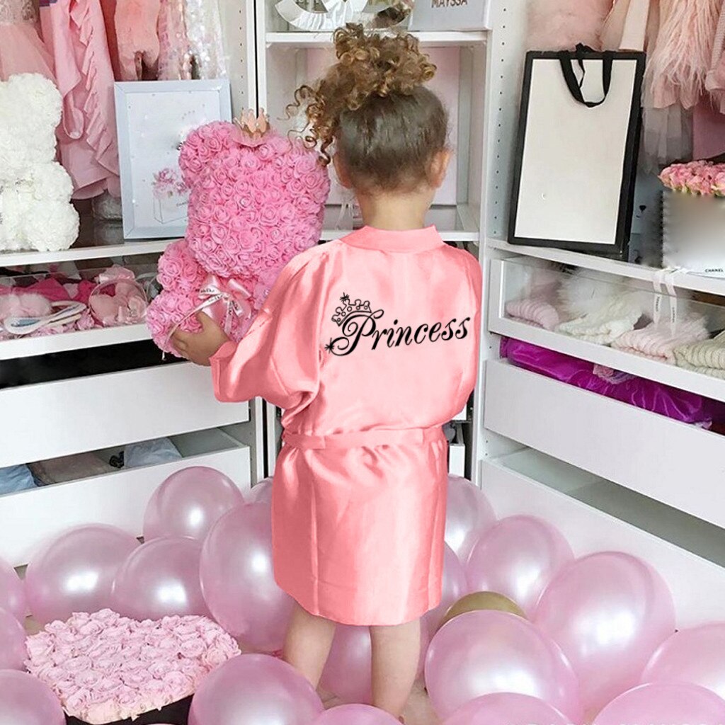 Kids Robe Satin Children Summer Kimono Bath Robes Bridesmaid Birthday Girl Dress Silk Children Girls Bathrobe Nightgown Robe