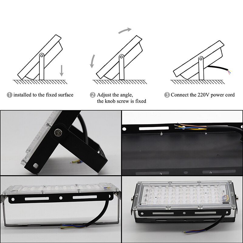Led flomlys 50w utvendig gatelys  ac 220v vanntett led spotlight reflektor utendørs belysning flomlys hagelampe