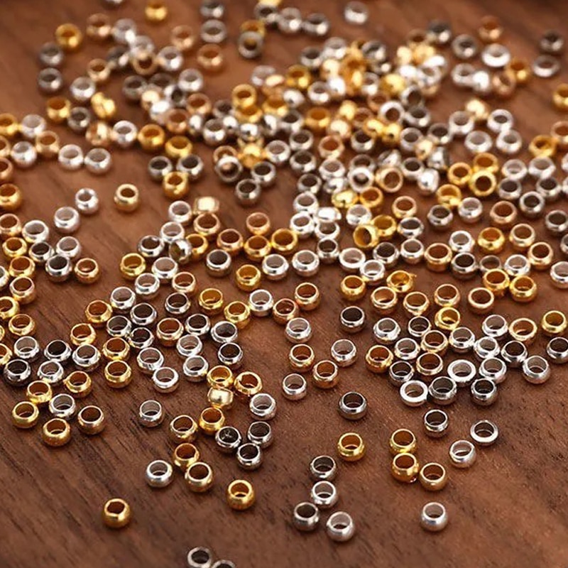 500 sztuk złoto srebrne kulki zaciski koraliki końcowe 2/2.5/3mm korek elementy dystansowe koraliki do tworzenia biżuterii ustalenia DIY akcesoria