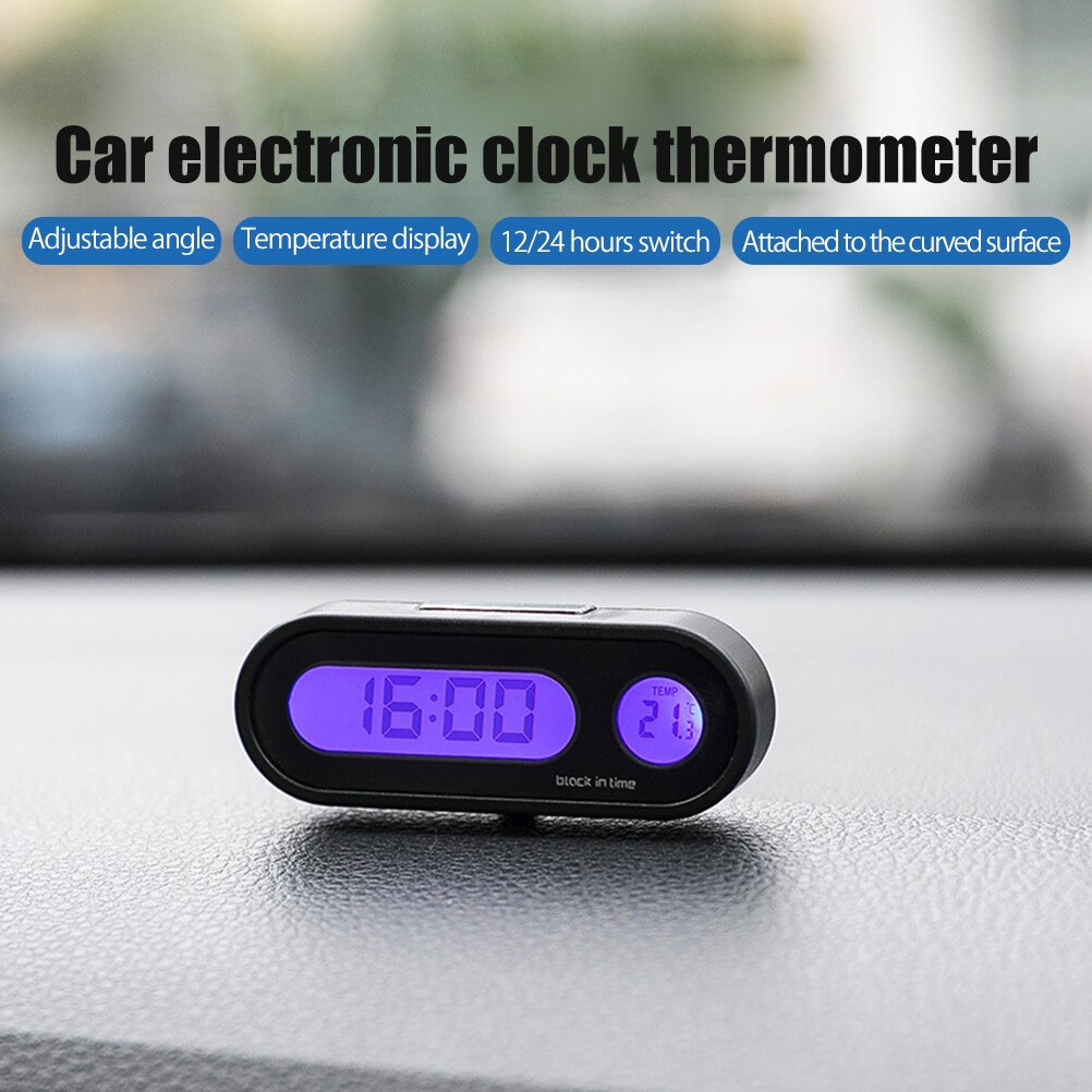 Mini 2 In 1Multi-Functional Auto Digitale Klok Thermometer Automotive Hygrometer Decoratie Ornament Klok In Auto Auto-Styling