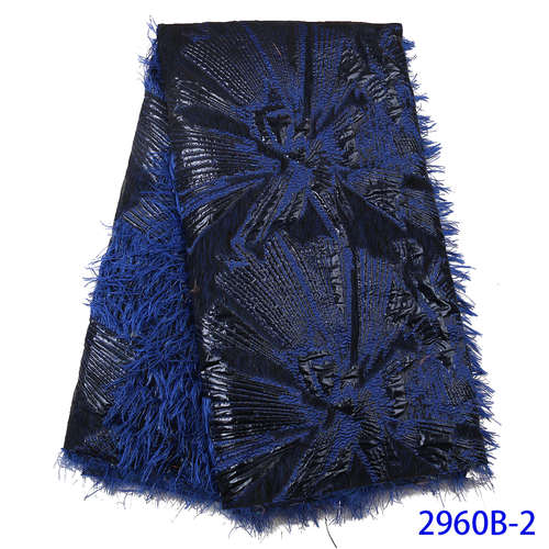 Fransk blondestof brokadestof blonde nigeriansk blondestof blonde med fjer  ks2960b: Billede 2