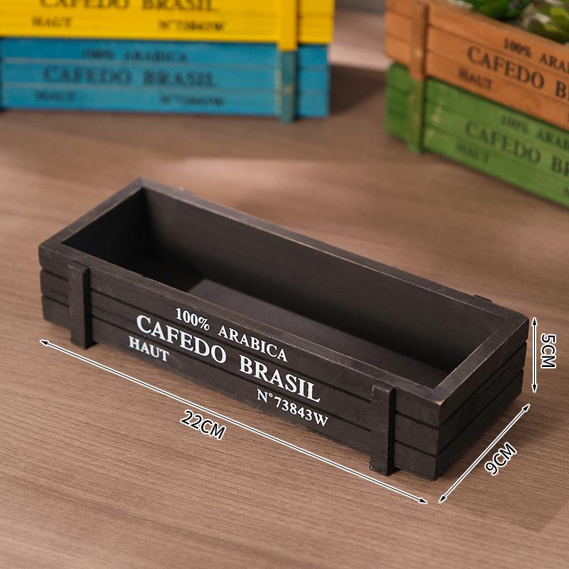 Retro Garden Plant Pot Vintage Wooden Storage Box For Sundries Stationery Pen Box Succulents Flower Pots Balcony Home Decoration: green