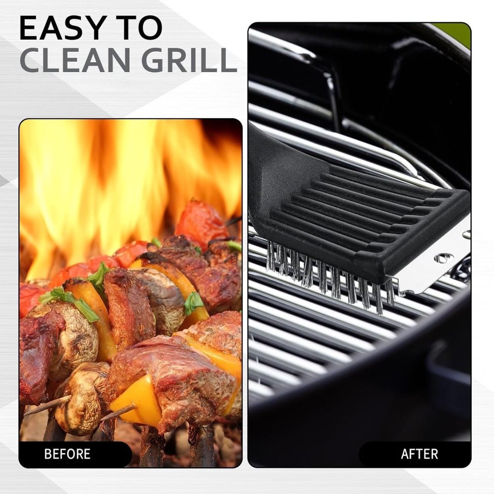 Stainless Steel Wire Cleaning Brush Multifunctional Outdoor Home Barbecue Stove Cleaning Brush 2-in-1 Grill Rack Cleaning Tools