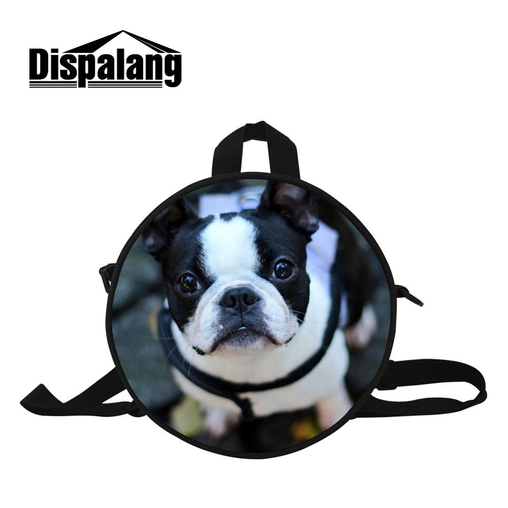 Dispalang Mini Round Messenger Bag for Girls Female Bags for Travel Women's Double Shoulder Pouch Crossbody Pack Print Cute Dog: Dark grey