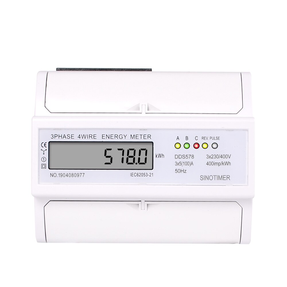 Heavy Load 100A Three Phase 380V AC Wattmeter Digital and Mechanical Analog Electricity Energy Meter 35mm DIN Rail Mounted: Digital meter