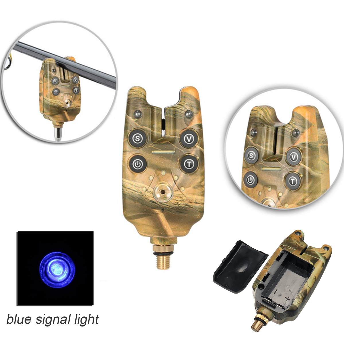 3 X Fishing Fish Bite Alarm Elektronische Buzzer Op Hengel Met Luide Sirene Daytime Night Indicator Met Led Licht