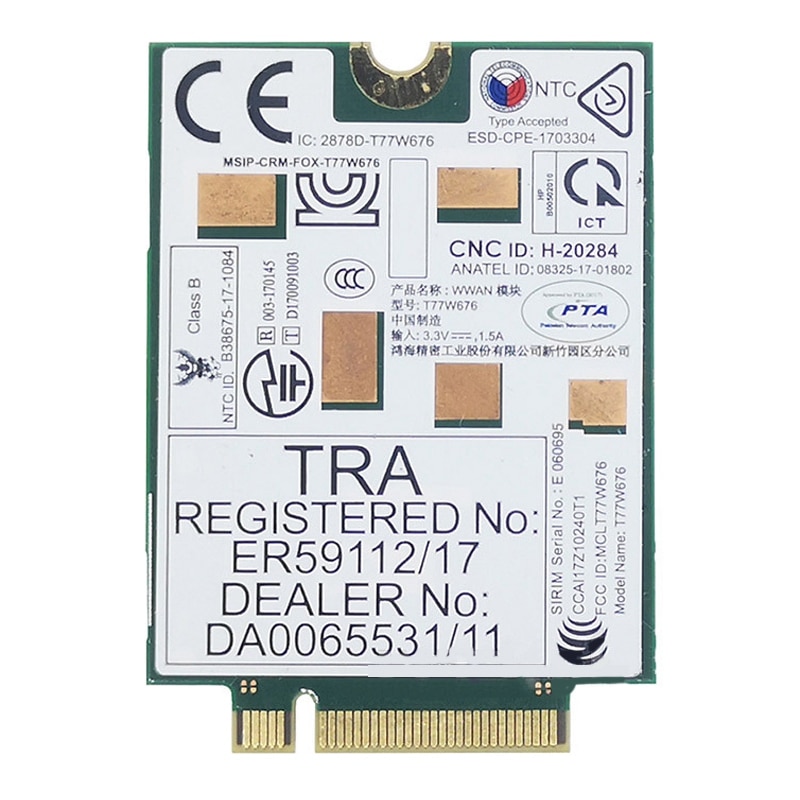 Lt4220 T77W676 917817-001 4G WWAN M.2 450Mbps LTE Modem for Elite X2 1030 G3 EliteBook X360 1030 G3