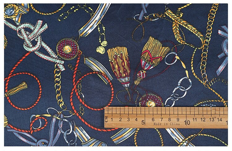 Kæde print satin stof til brudekjole gardin kappe dekorative polstring patchwork diy klud