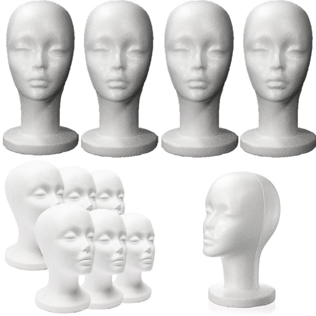 Styrofoam Foam Mannequin Female Head Model Dummy Wig Glasses Hat Display Stand