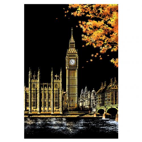 City Scratch Painting Drawing Paper DIY Art Craft Scratchboard Wall Decoration: London Big Ben