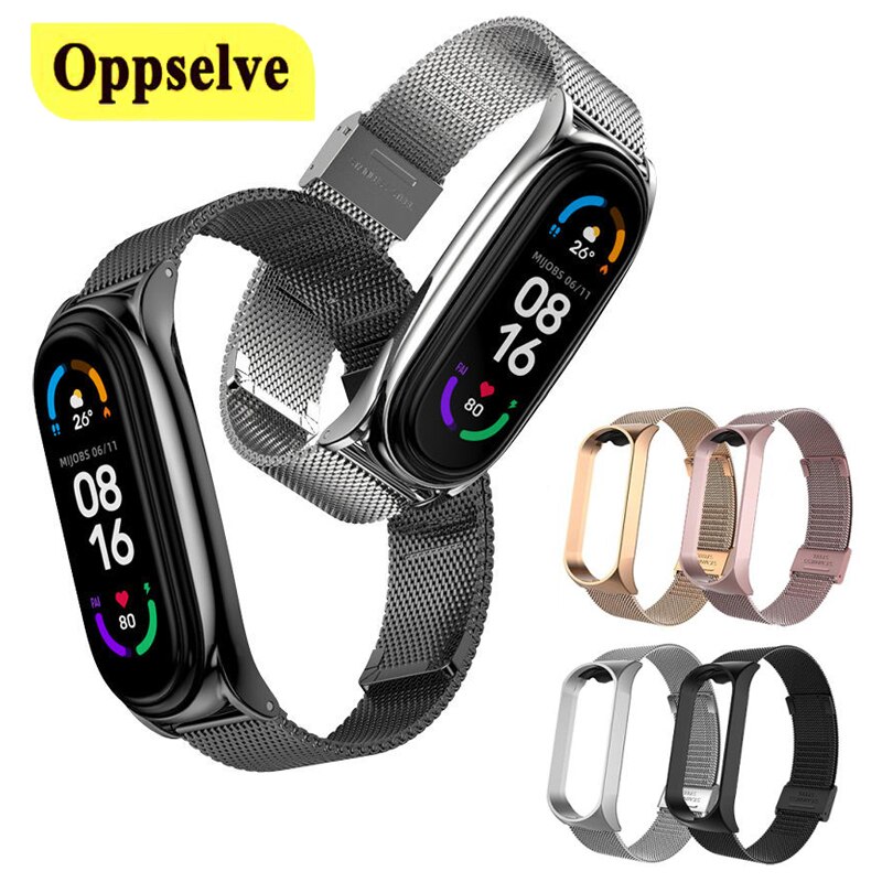 Correa de Metal magnética para Xiaomi Mi Band 4 y 3, repuesto de pulsera de acero inoxidable sin tornillo