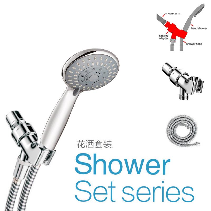 Shower Head 5-Settings Hand Held Shower Head 60 Inches Stainless Steel Hose Adjustable Angle Bracket Check Valve Chrome