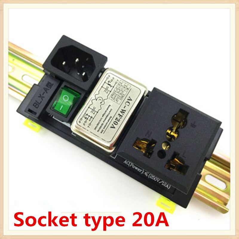 Power filter terminal block TDK AC 220V single-phase anti-interference fence PLC cabinet rail installation: AC-QWF20A