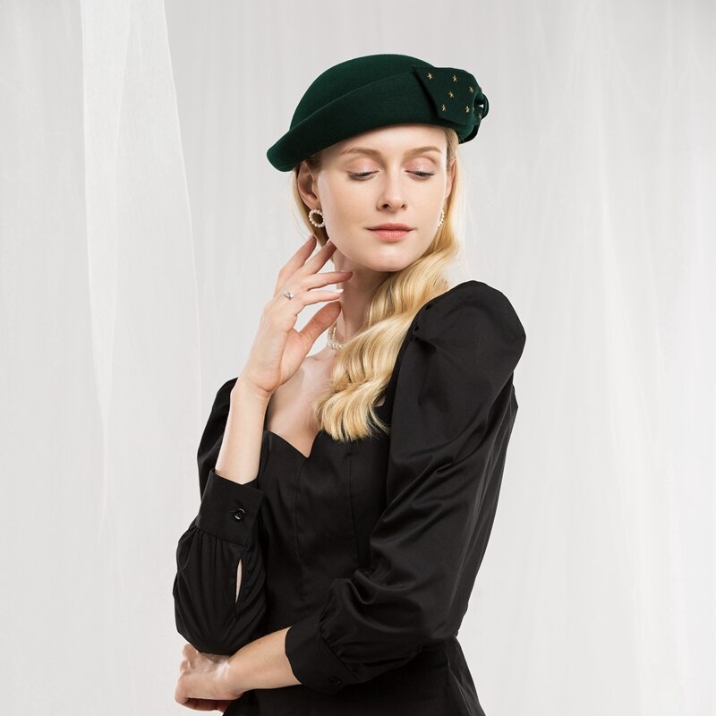 Dames fedora hoeden feest fedora pet wollen hoed modieuze winterhoed vrouw koepelmuts verstelbaar  a42