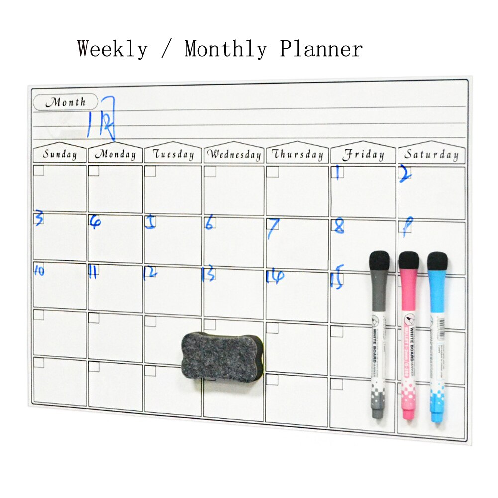 Weekly Monthly Blackboard Planner Whiteboard Fridge Magnet Flexible Daily Message Drawing Refrigerator Board Study Room Decor