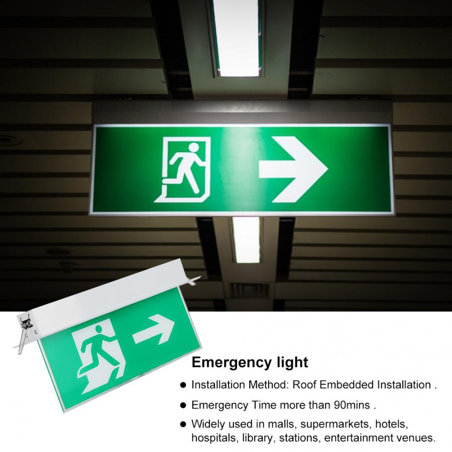 Recessed PMMA LED Emergency Exit Lighting Sign Safety Indicator 220V Exit Lighting Sign