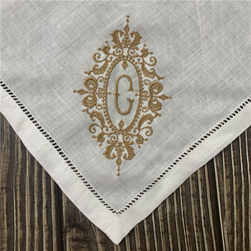 12 Pcs Monogram Zakdoeken Wit Pure Ramee Stof Zakdoeken Hemstitched Grens/Plain Klassieke 13X13-Inch