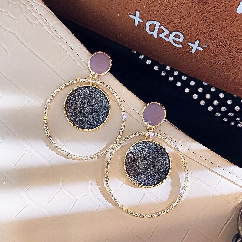Mix Farbe Runde Kristall Ohrringe Für Frauen Doppel Runde Große Runde Baumeln Ohrringe Modeschmuck pendientes
