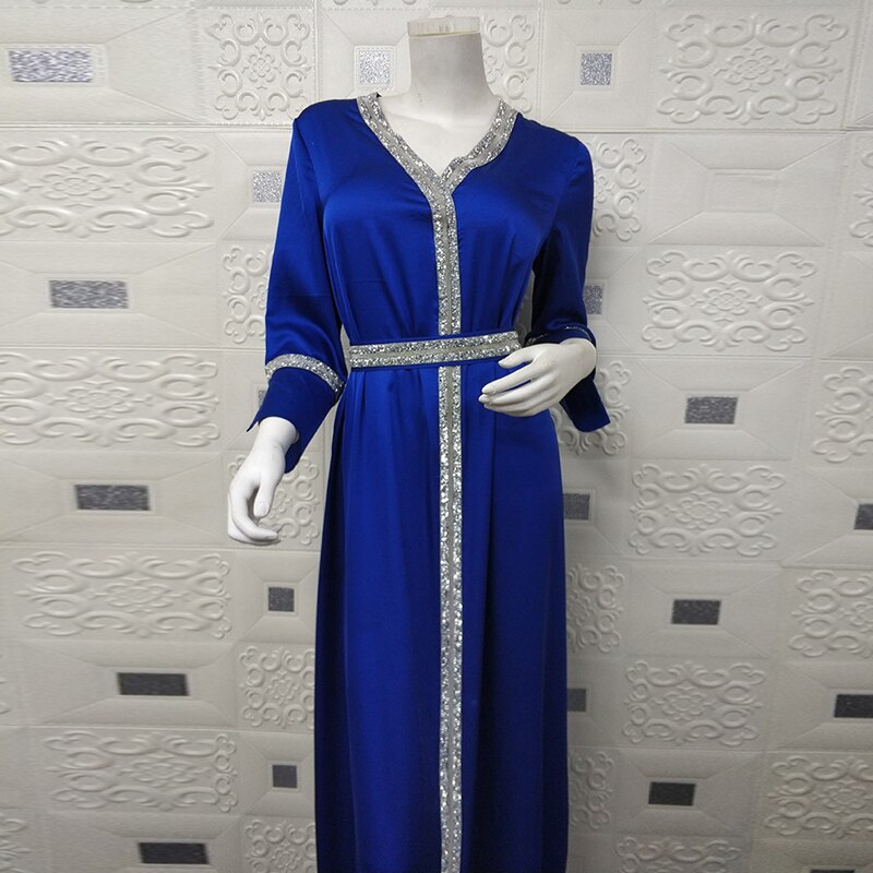 Robe Satin Longue Musulman De Femme caftan marocain dubaï Abaya Musulman Hijab Robe turquie robes Abayas pour les femmes Vestidos