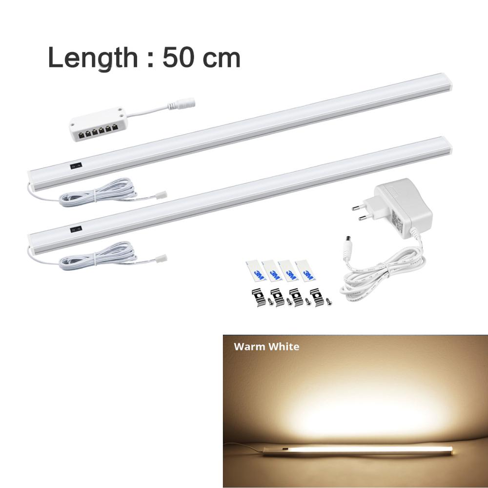 2 st led-lampa för kök handscanningslampa med eu-kontakt 12v- handssensoromkopplare led-lampa styv barlampa för sovrumsgarderobslampa: Varm 50cm x 2 st