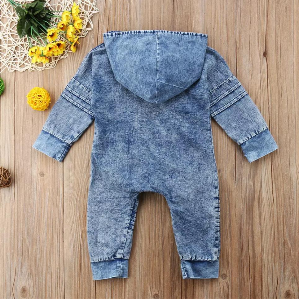 0-3Y Kids Baby Jongen Meisje Denim Rits Romper Jeans Leggings Jumpsuit Lente Fall Leuke Warm Slim Unisex Kind Playsuit