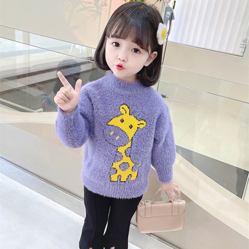 Suéter de lana para niños y niñas, prendas de vestir, Tops gruesos y cálidos, abrigo de algodón, invierno y otoño, 2022: Purple / 6 años