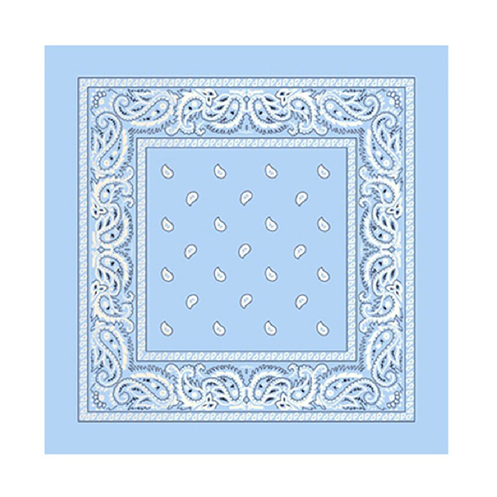 Hiphop katoenen bandana vierkante sjaal 55cm*55cm zwarte rode paisley hoofdband bedrukt voor dames/heren/jongens/meisjes kledingaccessoires: Lichtblauw
