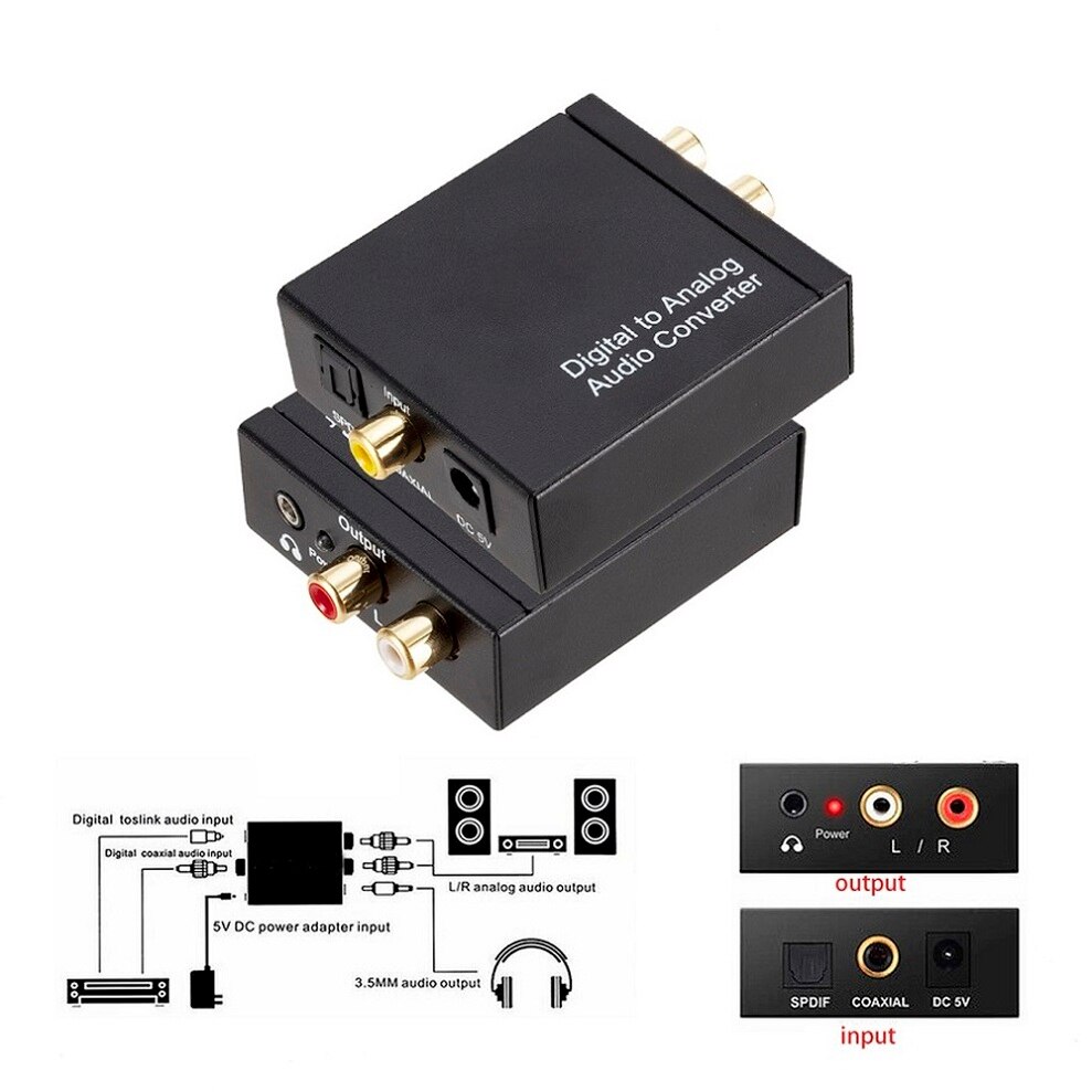Tqqlss Usb Dac 3.5Mm Jack Digitale Audio Analoog Toslink Coaxiale Optische Vezel Digitaal Naar Analoog Stereo Audio Rca converter