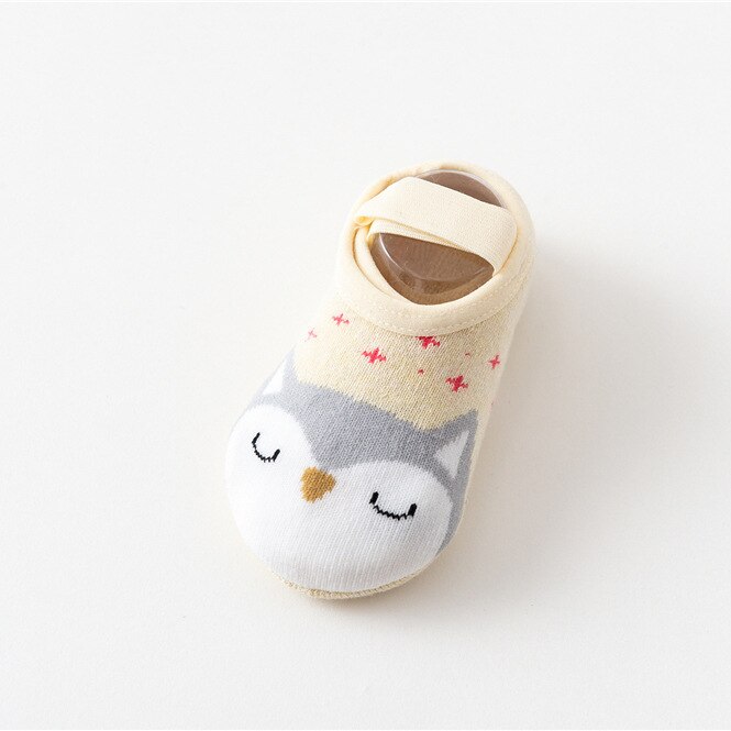 Autumn Cotton Children Floor Socks Baby Non-slip Bottom Baby Thin Socks Learn To Walk Socks Early Education Socks: Beige Eagle / 18M