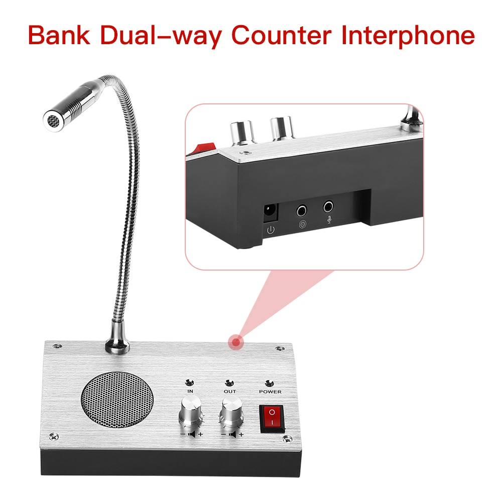 Sistema de intercomunicación de doble vía, intercomunicador para ventana de oficina, contador de cristal, micrófono, altavoz