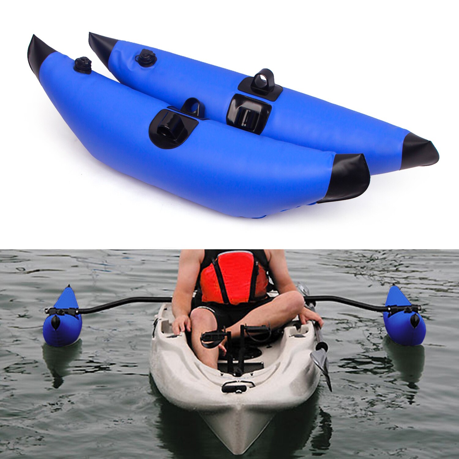 2 stk kajakk pvc oppblåsbare utrigger flyte kajakk båt fiske stående flyte stabilisator system sett