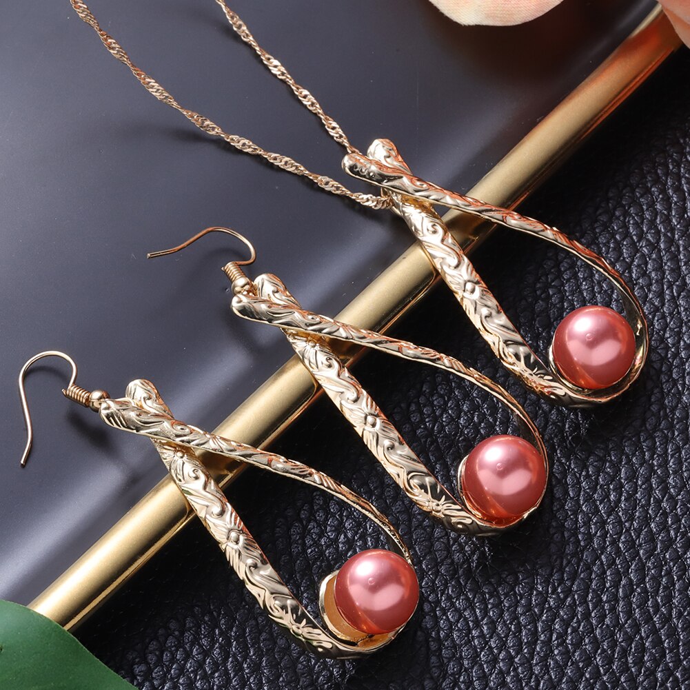 Cring Coco Hawaiian Jewelry Sets Polynesia Earrings Chocolate Color Pearl Water Pendent Necklace Set for Women Mom: ZH0726GORS