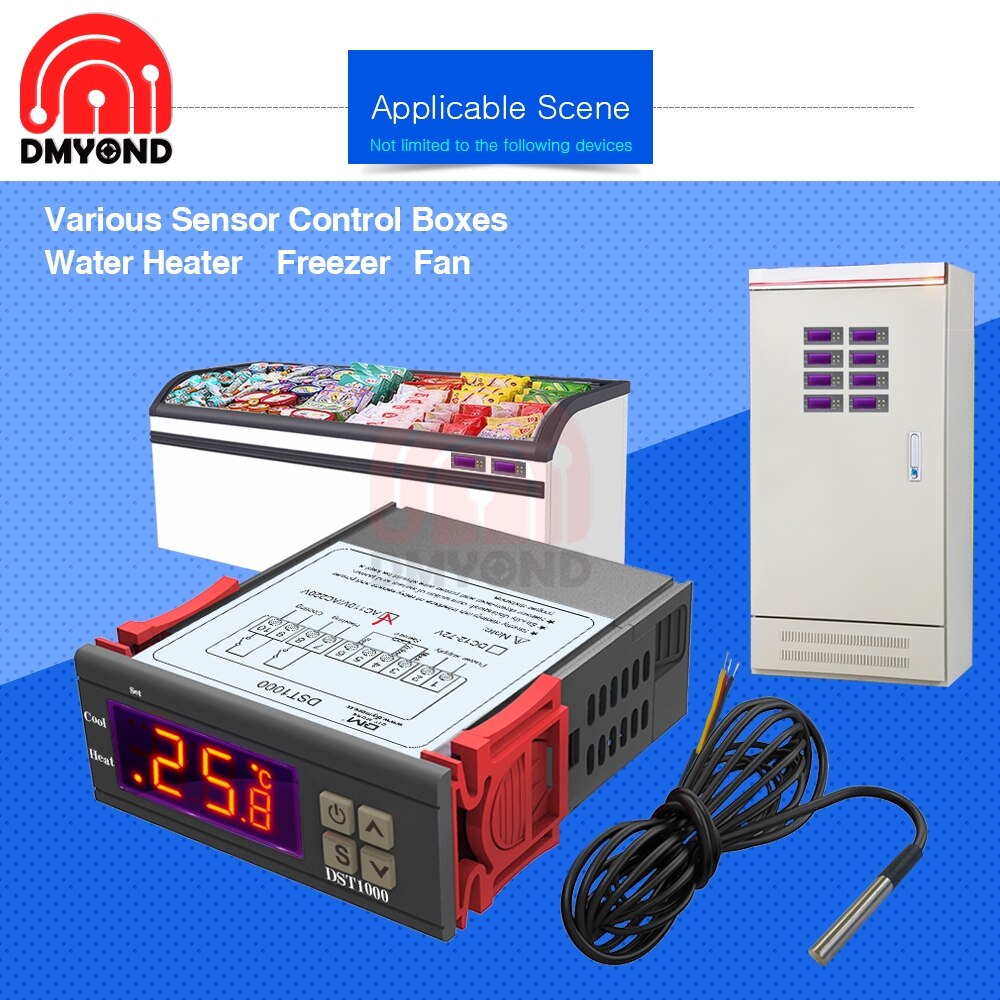 Dst 1000 ac 110-230v enkel display digitale thermostaat temperatuurregelaar regeling waterdicht  ds18 b 20 sensor vervangen stc -1000