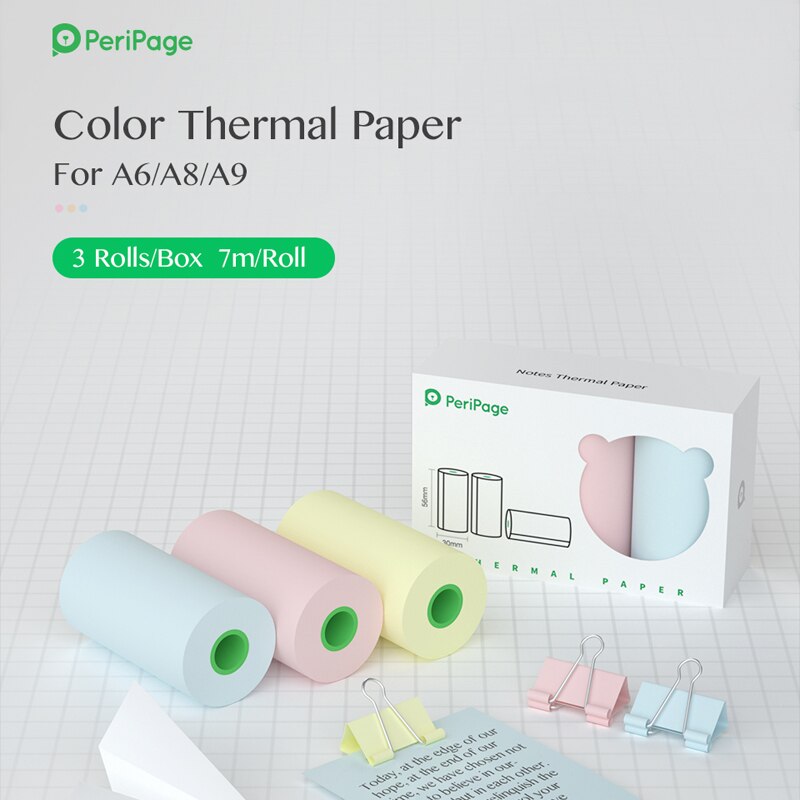 Peripage 56 x 30mm a6 termisk papir etiket papir klistermærke papir til termisk lomme mini printer  a6 a8 foto papeles termicos etikette: Farve termisk papir
