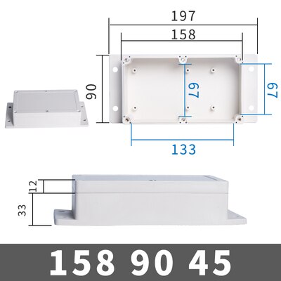 IP68 Waterproof Enclosure Plastic Box Electronic Project Outdoor Instrument Electrical Project Box Junction Housing with ears: 158-90-45