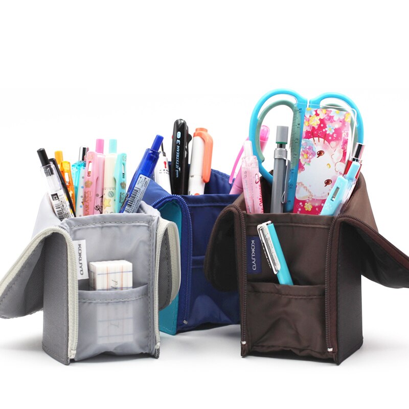 KOKUYO Multifunctional Pencil Bag Large Capacity Deformable Stationery Bag Storage Can Be Vertical Pen Holder