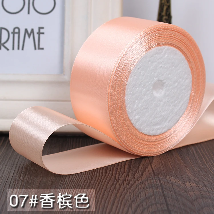 Cintas de satén rosa de 6mm, 1 cm, 15mm, 2 cm, 25mm, 4 cm, 5 cm, Material de lazo para bebé DIY, suministros para Artesanías hechas a mano, decoración de Navidad y bodas: Pink Champagne / 25mm